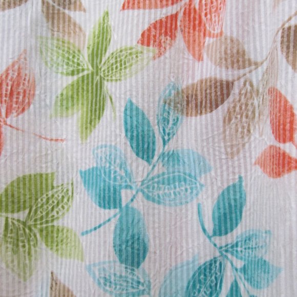 Alfred Dunner Top Shirt Blouse Short Sleeve Button Down Blue Green Orange Leaves - Picture 3 of 14